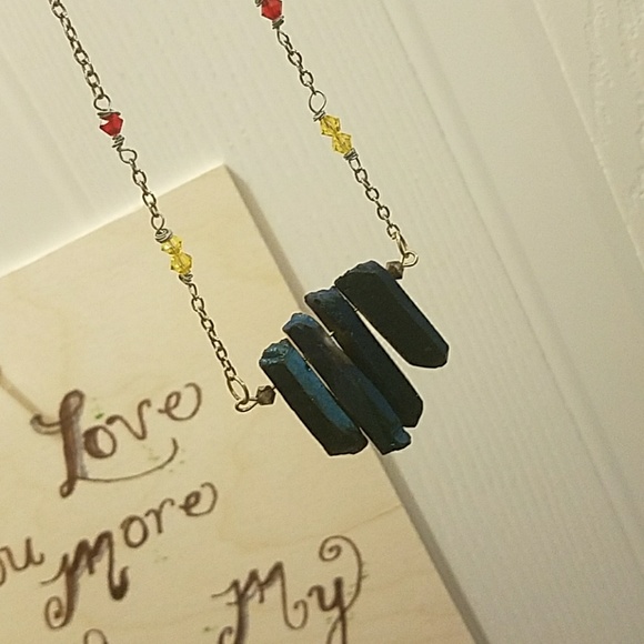 Stone and Zirconia Necklace - Picture 3 of 4